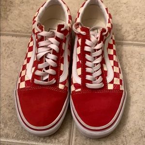 Womens Red and White Vans